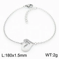 Silver stainless steel bracelet with a sparkling diamond-encrusted heart pendant - Silver Bracelet (KB168252-KFC)