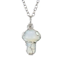 Handmade silver wire wrapped opalite mushroom pendant necklace with a delicate link chain - Opalite