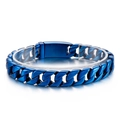Poliertes dunkelblaues Panzerarmband für Herren aus robustem Titanstahl gefertigt - 20cm / Blau