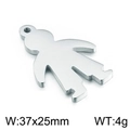 Polished silver girl shaped titanium steel pendant for necklaces, 37x25mm 4g size - Steel Color Boy Style 2 (KLJ2346-Z)
