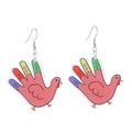 Colorful acrylic turkey earrings for Thanksgiving party celebration and autumn fashion - No.3 (Hand-painted Colorful Turkey)