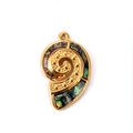 Golden spiral seashell charm with abalone shell inlay and dotted metal texture - 6# Conch-Abalone Shell