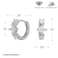 Detaillierte Maße der 925er Sterling Silber Creolen mit Zirkonia-Steinen der Klasse 5A - 925er Silber / 925 Silber Weißgold beschichtet