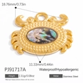 Stainless steel gold crab pendant with abalone shell inlay, 18.76mm ocean style charm - Abalone Shell Crab Pendant (PJ91717A)