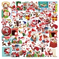 Weihnachtsaufkleber-Set mit Weihnachtsmann und Rentier für DIY-Feiertagsdekorationen - 50 Stk. Stil A