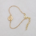 Hollow round alphabet bracelet in gold finish with extension chain and lobster clasp - Gold O