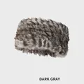 Pluche donkergrijze hoofdband voor dames, dikke en warme gebreide wintermuts van bont - M (54-58cm) / donkergrijs