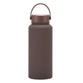 Chocolate brown stainless steel sports water bottle with a matte finish and handle - Dark Coffee