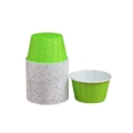 Pirottini per cupcake verde chiaro con bordo arrotolato e interno bianco per muffin - Verde Tinta Unita 50 Pz