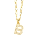 Golden micro-pave zircon letter B pendant necklace with a classic fine link chain - Letter B