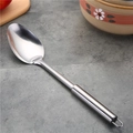 Mestolo grande in acciaio inossidabile con manico cavo rotondo e anello per appenderlo - Cucchiaio di riso lungo / Spessore 0,6 mm