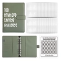 Sage green 100 Envelope Challenge binder set with numbered pockets and tracking sheet - A5 Tea Green Challenge Set