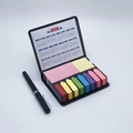 Black PU leather organizer box with 2026 calendar and multi-color sticky notes - Black / 2026 Calendar / 200 Sheets / With Pen 1