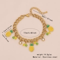 Goldenes Edelstahlarmband mit gelbem Ananas-Anhänger und bunten Perlen für Damen - Ananas Armband