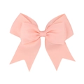 Detail of pink-orange grosgrain ribbon hair bow with neat fishtail cut and ribbed texture - Pink Orange(8)