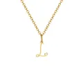Golden stainless steel letter L pendant necklace with small heart detail on O-chain - Letter L