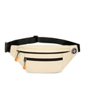 Marsupio beige in oxford con due scomparti, cerniere arancioni e cintura regolabile - Beige