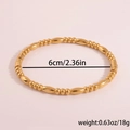 Bracelet jonc en acier inoxydable doré poli, diamètre de 6 cm, poids de 18 g - Style Bambou Goutte d'Eau / Or