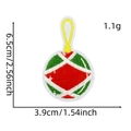 Detail showing dimensions of a red and green Christmas ball embroidered patch - Christmas Patch 31# (Striped Ornament)