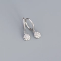 Elegant 925 sterling silver daisy drop earrings with sparkling center stones and hoop clasp - 925 Silver / White Gold