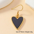 Boucles d'oreilles cœur dorées avec émail noir de 21x18mm pesant 2,8g - 130-Boucle d'Oreille Coeur Noir