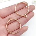 Golden circular geometric alloy frame pendant charms for DIY jewelry making accessories - Round Bezel (22243) / 32x28mm / KC Gold