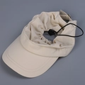 Close-up of beige sports sun visor featuring adjustable black drawstring and plaid texture - M (56-58cm) / Beige
