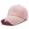 Pink cotton baseball cap with white 3D letter B embroidery and curved brim - Adjustable / Pink