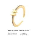 Adjustable 14K gold plated letter W ring with cubic zirconia stones for women - Letter W