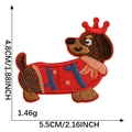 Embroidered dachshund patch with crown and red stripes, size 5.5cm by 4.8cm - Crown Dog with Red Striped Shirt
