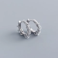 S925 sterling zilveren oorringen met diamanten en metalen ringbedels in rockstijl - Volledige Zirkonia Mini IJzeren Ring Oorbellen / Zilver