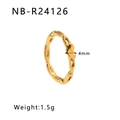 Irregular gold wave pattern stainless steel ring with 4mm width and 1.5g lightweight - Irregular Wave Style (NB-R24126)