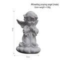 Kneeling praying baby boy angel figurine on cloud base, white resin sculpture 9cm - Kneeling Praying Angel Bowing Head