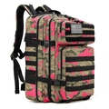 Pink camouflage tactical backpack with large capacity and MOLLE system straps - 45L / Pink Multi