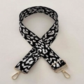 Adjustable 38mm wide canvas replacement bag strap with black and white leopard print - Black Leopard