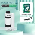 Portable 60-180x handheld microscope for kids in white and black with neck lanyard - 1533 Single / Black and White