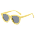 Kids' stylish round matte yellow sunglasses with protective dark grey lenses - Yellow Frame Grey Lens