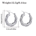Boucles d'oreilles spirales en acier argenté avec texture matelassée de 2,4 cm - Style Matelassé Argenté (CBGE0044YS)