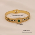 Bracciale vintage in acciaio dorato con pietre in vetro verde smeraldo incastonate - Stile Esagonale Vintage (2#六边形)