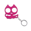Pink cartoon cat-shaped keychain accessory with a durable polished metallic finish - Justice Cat Rose Red (K00633-09)