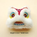 Detailed view of white cartoon lion dance plush doll with embroidery and size dimensions - DIY Style (Back Opening) / White Lion with Red Thread