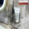 Wall-mounted transparent grey toothbrush holder for couples with two cup slots - 2 Pieces Set - Transparent Grey