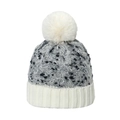 Gorro de punto de mezcla de mohair con pompón y diseño trenzado gris para invierno - M (56-58cm) / Blanco