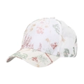 Detail view of white baseball cap with elegant Chinese style floral jacquard embroidery - One Size(Adjustable) / White Floral Jacquard (C)