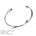 Minimalistische 6mm witgouden roestvrijstalen manchetarmband met gehamerde textuur - 6mm Breedte / Zilver