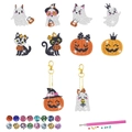 DIY Halloween keychain set with acrylic pumpkin and ghost diamond painting components - White Ghost and Black Cat Style