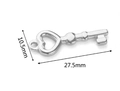 Silver stainless steel key-shaped pendant charm, dimensions 10.5mm by 27.5mm - Key-15 / Steel