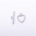 Silver stainless steel heart shaped OT toggle clasp for DIY jewelry necklace making - DY717-Hammered Heart / Silver
