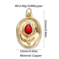 Detailed size specifications of the gold tulip pendant with a red gemstone drop inlay - Red Tulip Oval Pendant (YSN030-05)