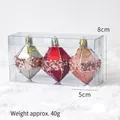 Set palline di Natale con ciondoli a rombo argento, rossi e rosa da 8cm e 5cm - Ornamenti Sfaccettati a Diamante Perlato (40g)